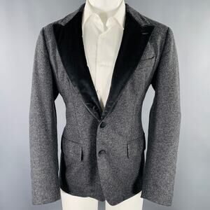 DOLCE & GABBANA Size 40 Long Grey Two Toned Virgin Wool Blend Sport Coat